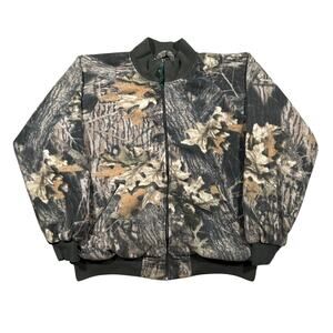 Vintage Real Tree Camo Full Zip Insulted Fleece Bomber Jacket Large